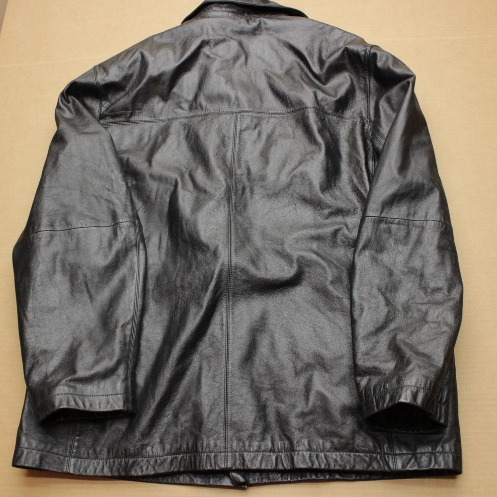 Vintage Wilsons Leather Car Coat Mens 2XLT Black 3M Thinsulated Removable Liner - Picture 2 of 8